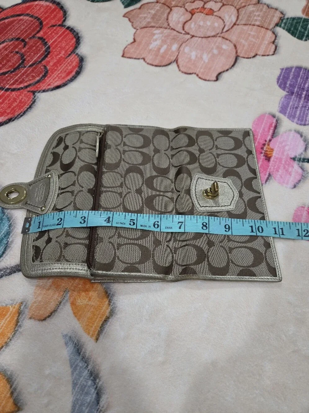 Coach Legacy Signature Jacquard Canvas Turnlock Long Wallet